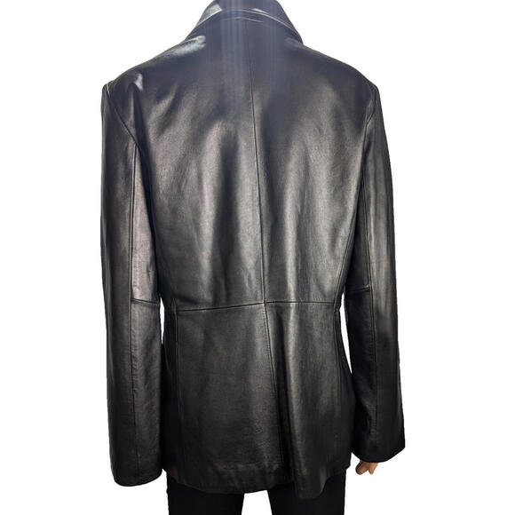 JLC New York Outerwear Black Soft Leather Jacket Collared Zip Pockets Size Med - Picture 6 of 12